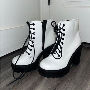 White platform boots